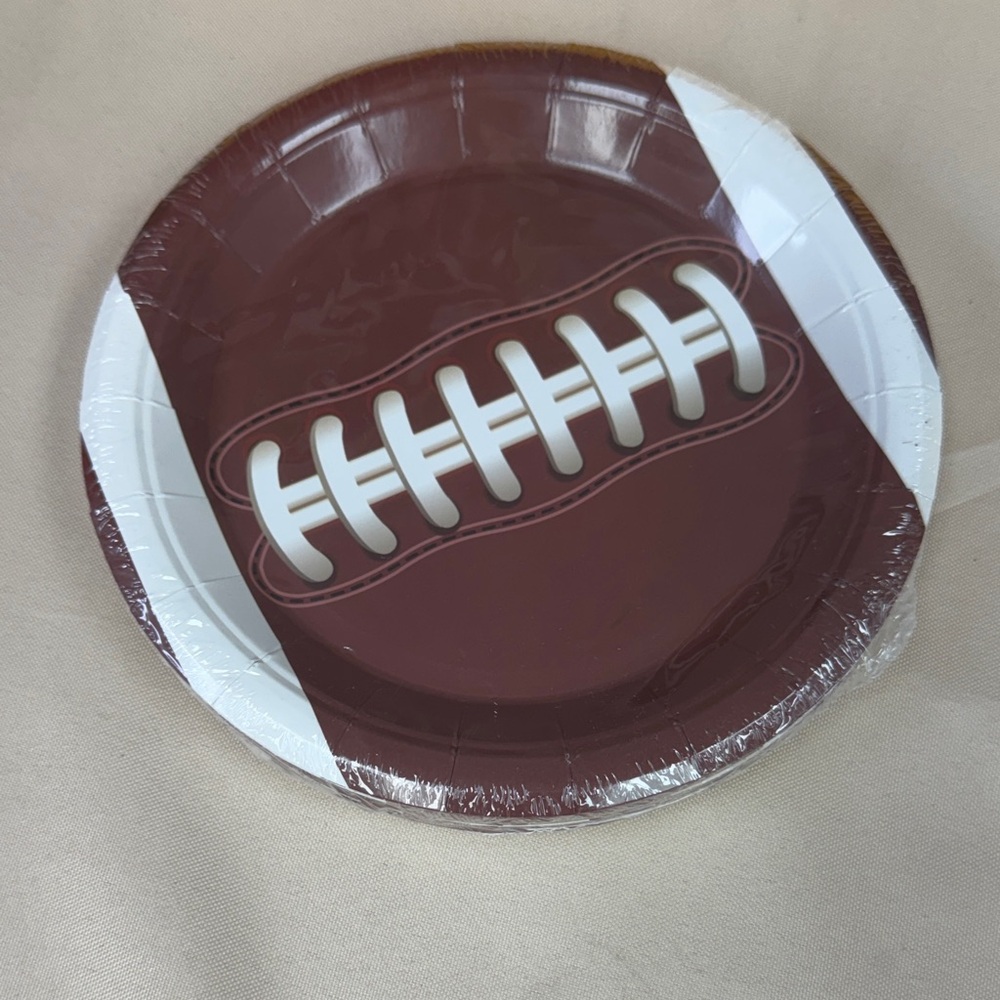 Football-Themed Party Paper Plates - Brown